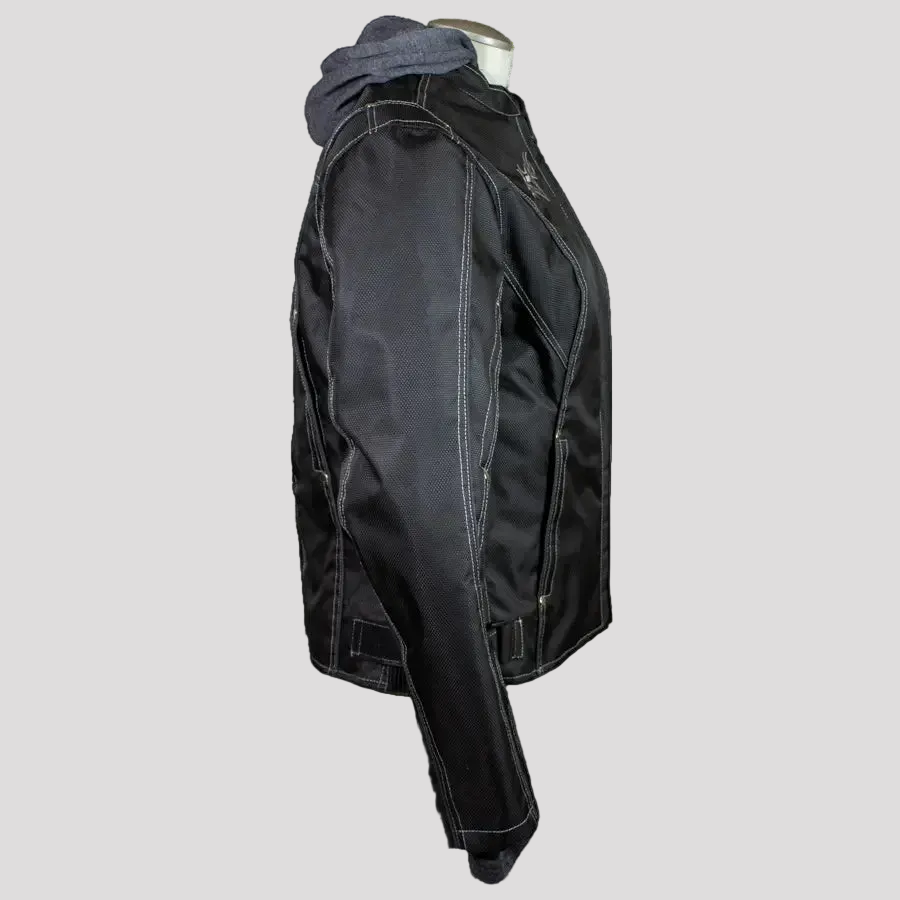 Open Road Damen Zip-Out Hoodie Reflektierende Textil-Motorradjacke 
