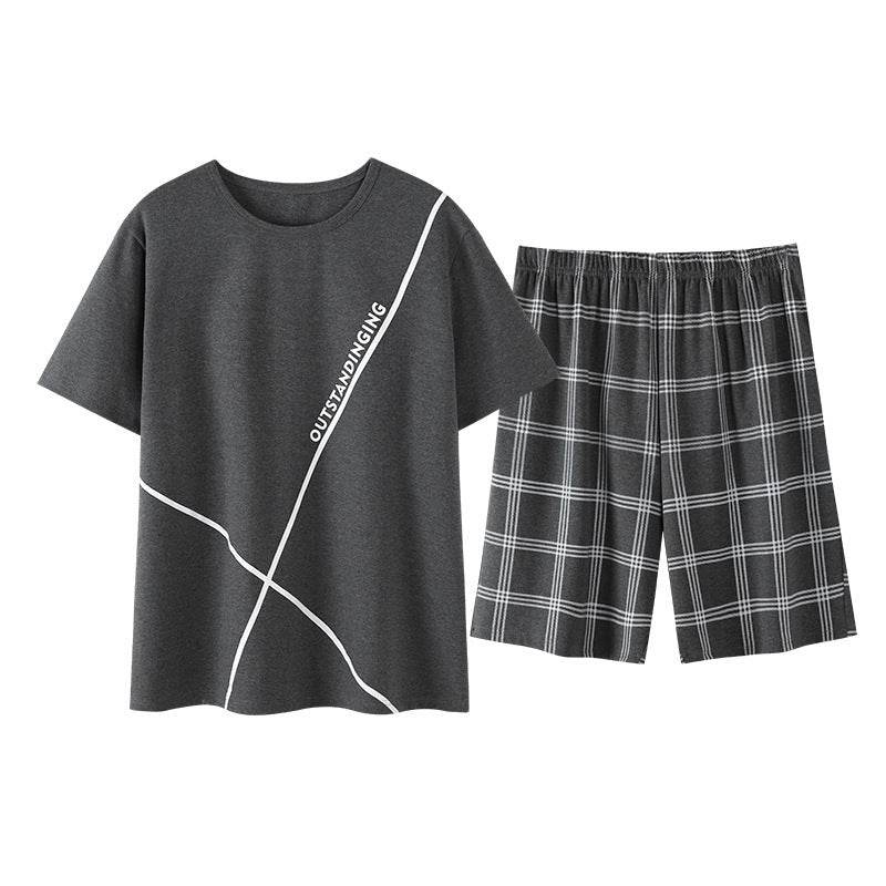 Pajamas Men's Summer Cotton Short Sleeve Shorts Suit  EX-STOCK CANADA