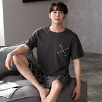 Pajamas Men's Summer Cotton Short Sleeve Shorts Suit  EX-STOCK CANADA