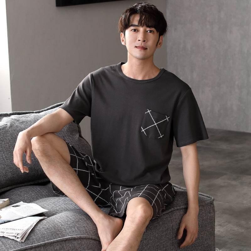 Pajamas Men's Summer Cotton Short Sleeve Shorts Suit  EX-STOCK CANADA