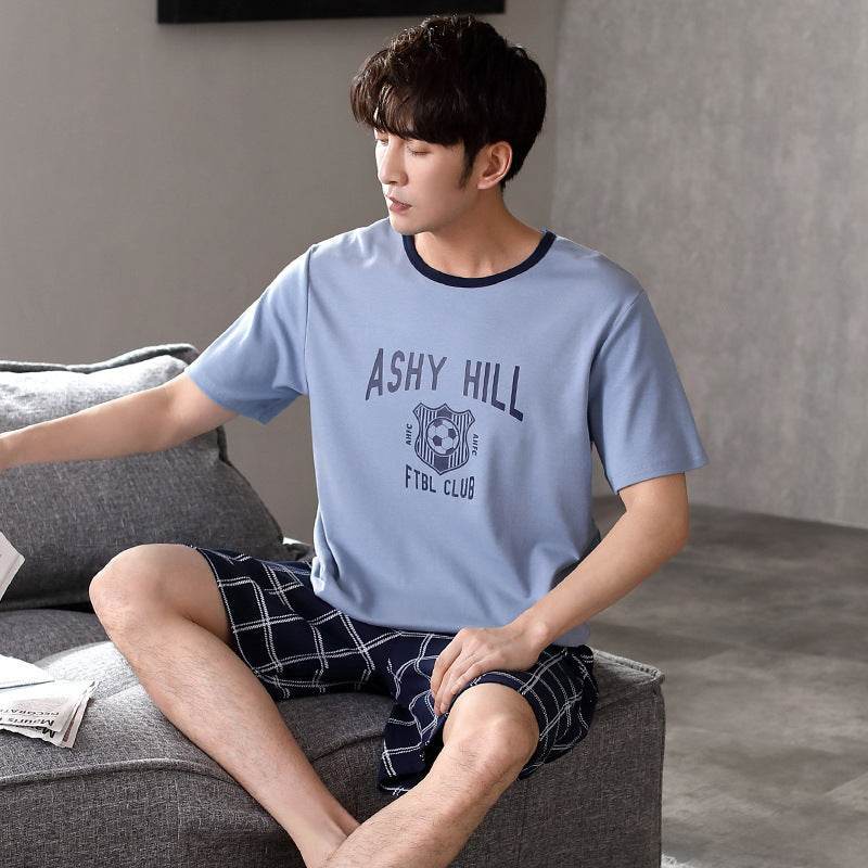Pajamas Men's Summer Cotton Short Sleeve Shorts Suit  EX-STOCK CANADA