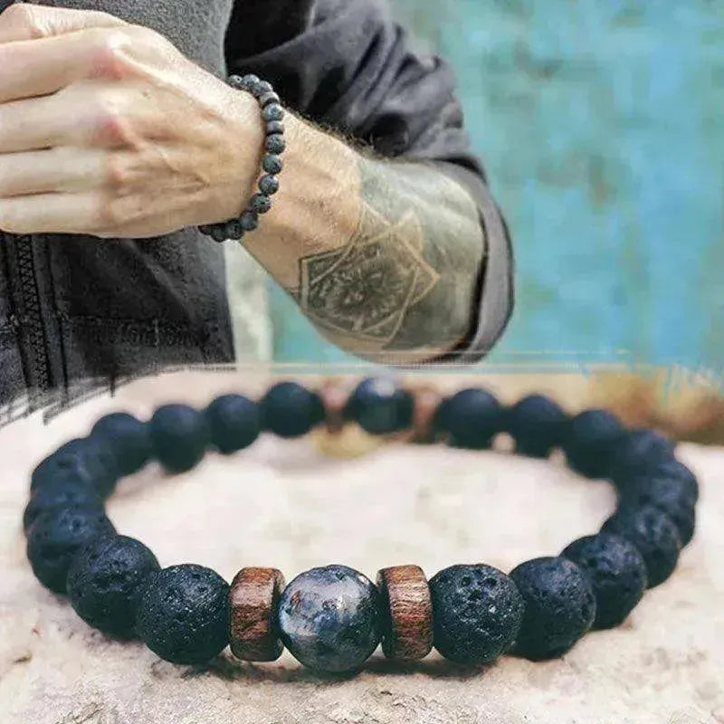 Personality Men's Black Volcanic Stone Bracelet - EX-STOCK CANADA