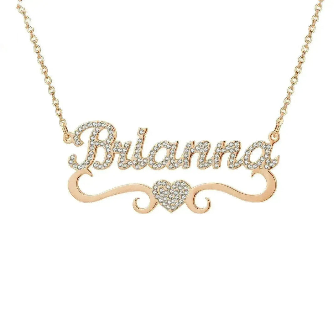 Personalized Name Heart Iced Out Pendants Necklace - EX-STOCK Canada