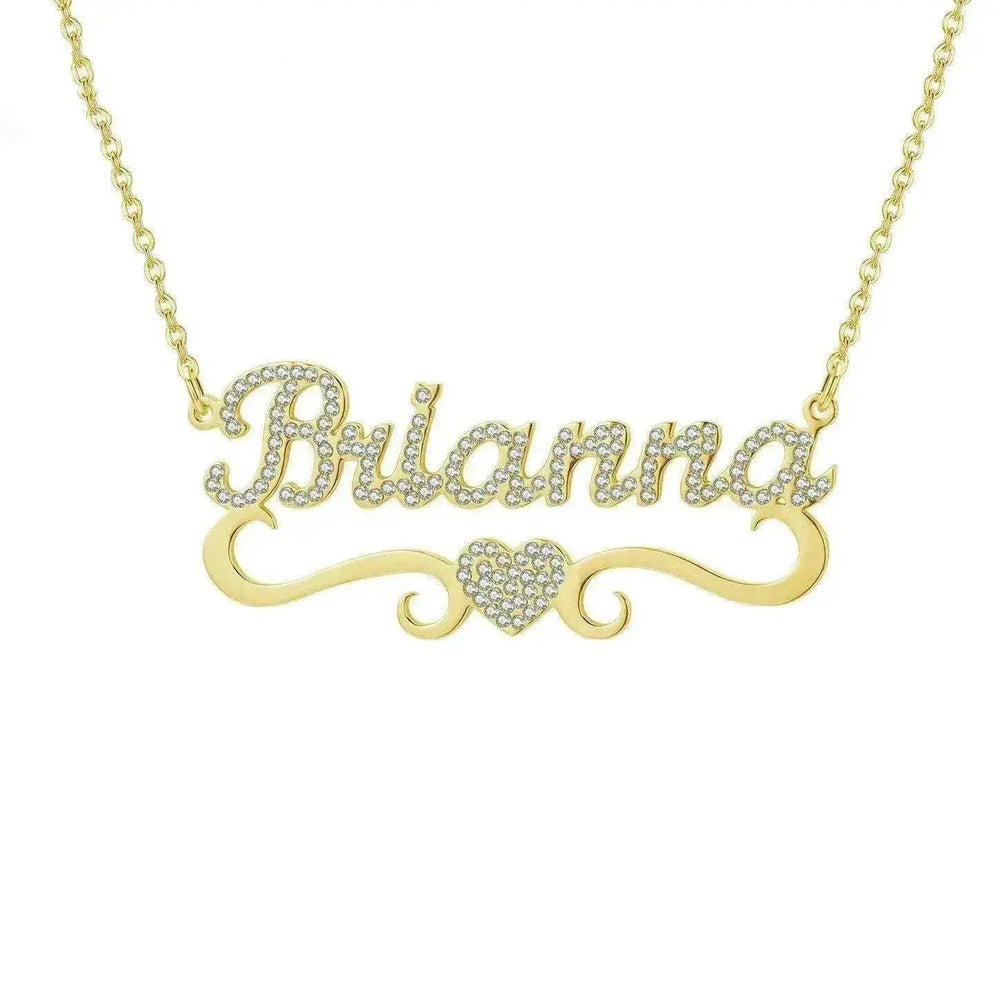 Personalized Name Heart Iced Out Pendants Necklace - EX-STOCK Canada