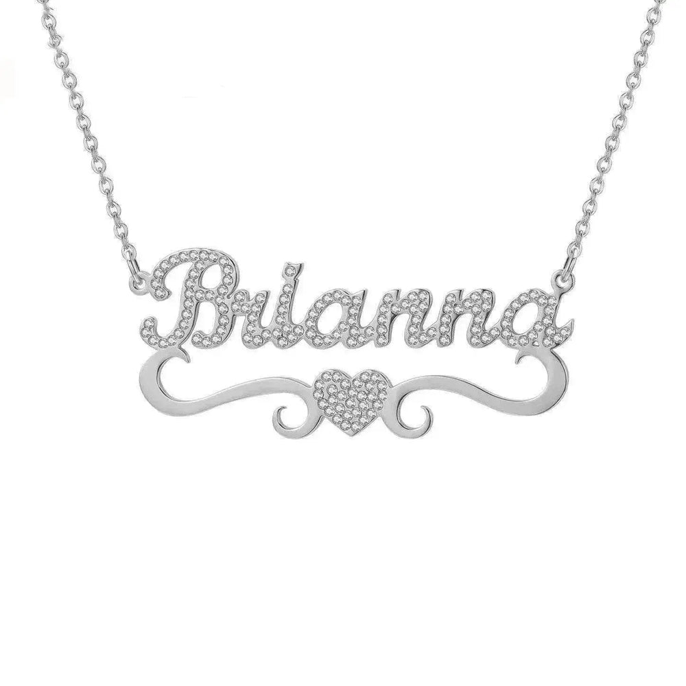 Personalized Name Heart Iced Out Pendants Necklace - EX-STOCK Canada