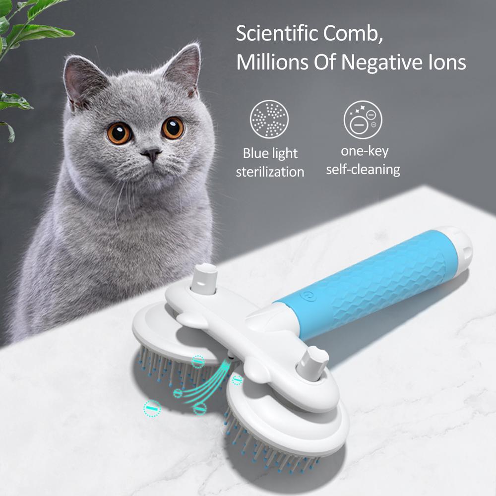 Pet Cat Brush Dog Slicker Brush Double-headed Negative Ion One-button Self Cleaning Dog Cat Hair Removal Pets Products EX-STOCK Canada 