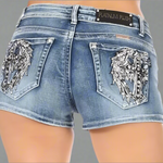 Platinum Plush Women's Cross Angel Wing Bling Shorts EX-STOCK Canada 