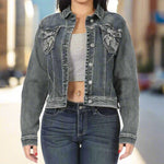 Platinum Plush Women's Motorcycle Graphic Jean Jacket EX-STOCK Canada 