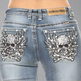 Platinum Plush Women's Rhinestone Skull & Bones Bootcut Jeans EX-STOCK Canada 
