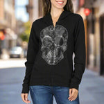 Sudadera con capucha de cremallera completa para mujer Platinum Plush con calaveraEX-STOCK Canada 