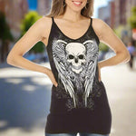 Women's Rhinestone Skull & Wings Tank Top EX-STOCK Canada 