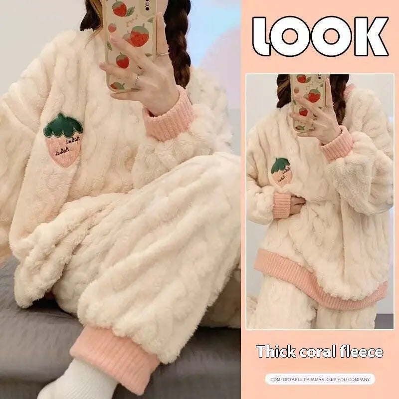 Plush Pajamas For Women Autumn And Winter Fleece-lined - EX-STOCK Canada
