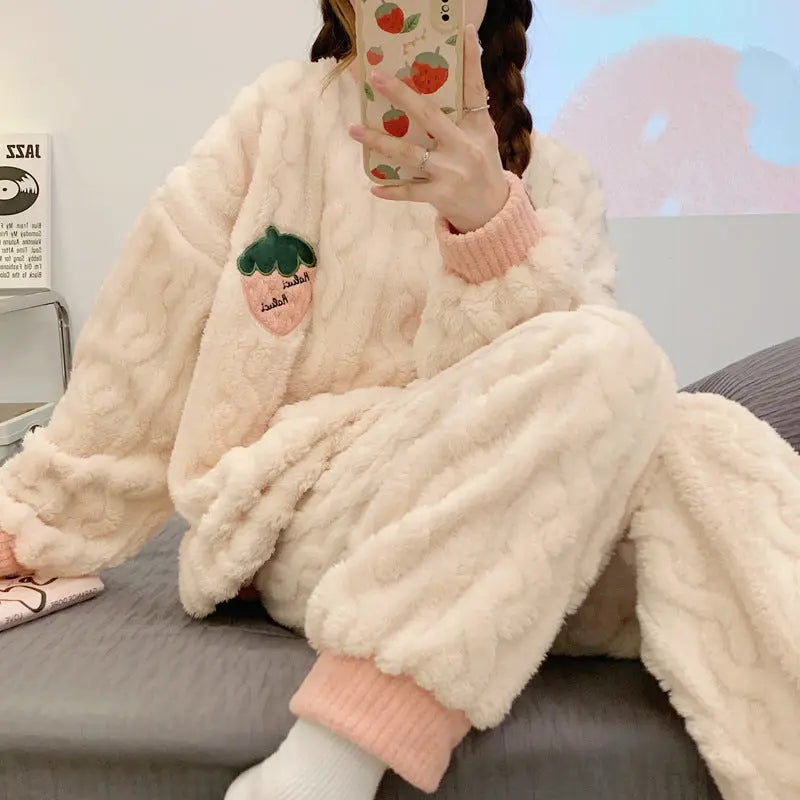 Plush Pajamas For Women Autumn And Winter Fleece-lined - EX-STOCK Canada