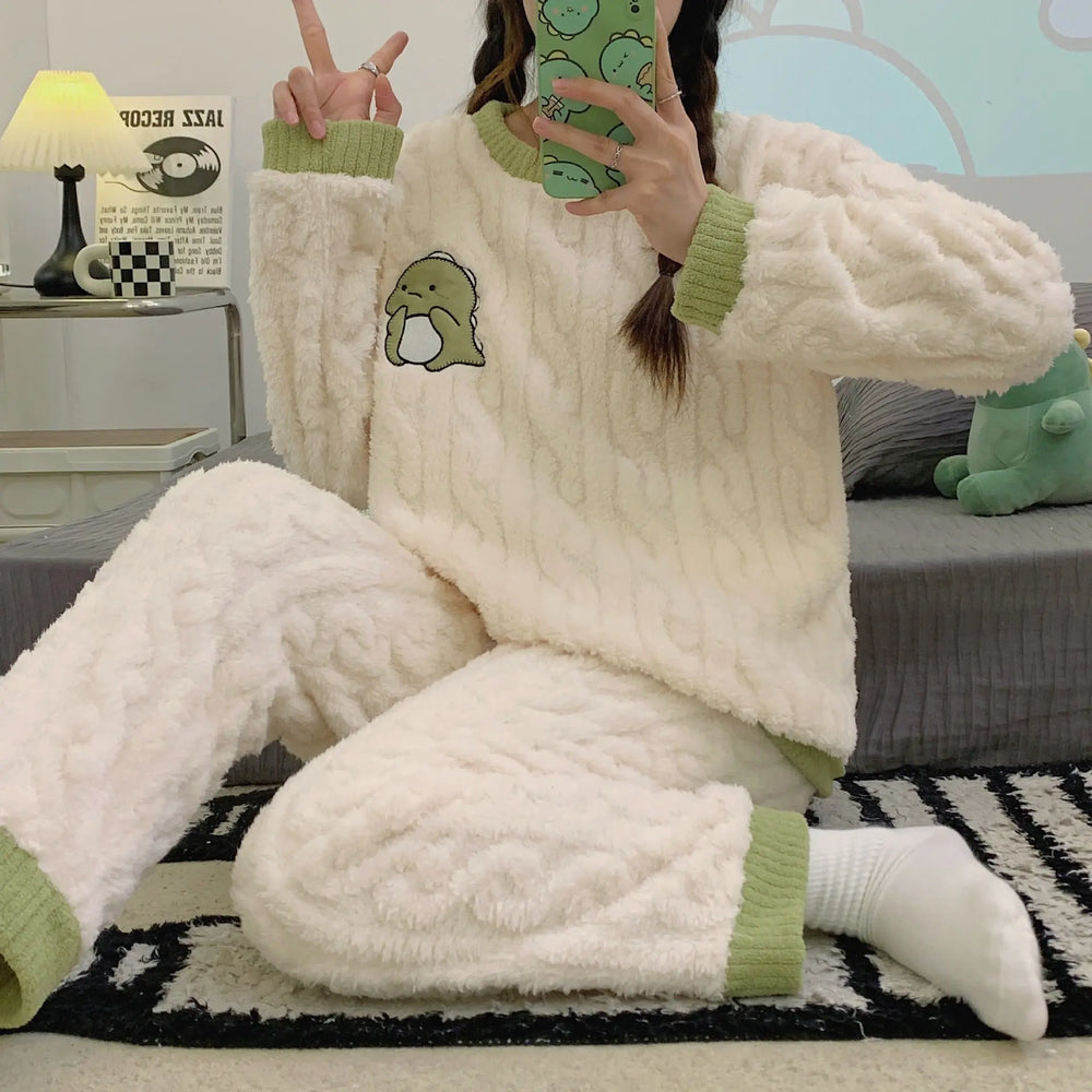 Plush Pajamas For Women Autumn And Winter Fleece-lined - EX-STOCK Canada
