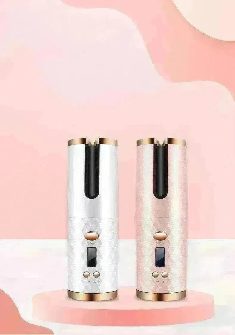 Portable LCD Hair Curler: Rechargeable, Ceramic, Auto Rotating - EX-STOCK CANADA