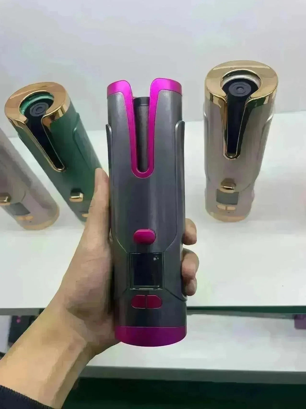 Portable LCD Hair Curler: Rechargeable, Ceramic, Auto Rotating - EX-STOCK CANADA