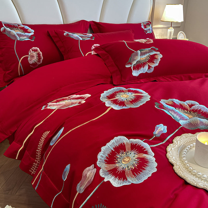 Pure Cotton Bed Sheet Duvet Cover Embroidered Long-staple Cotton Four-piece Set EX-STOCK Canada 