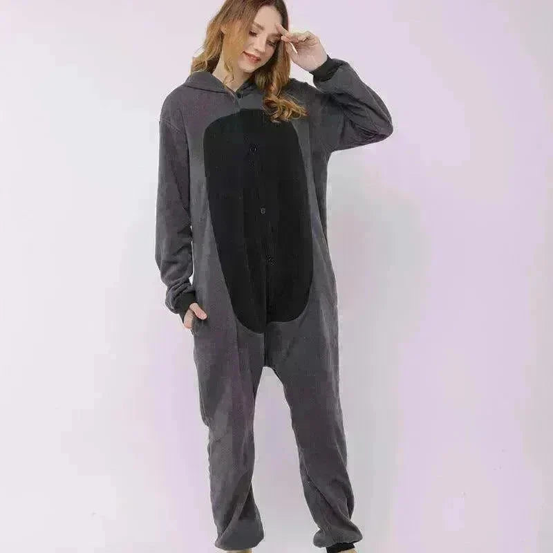 Raccoon cartoon animal one-piece pajamas polar fleece material - EX-STOCK CANADA