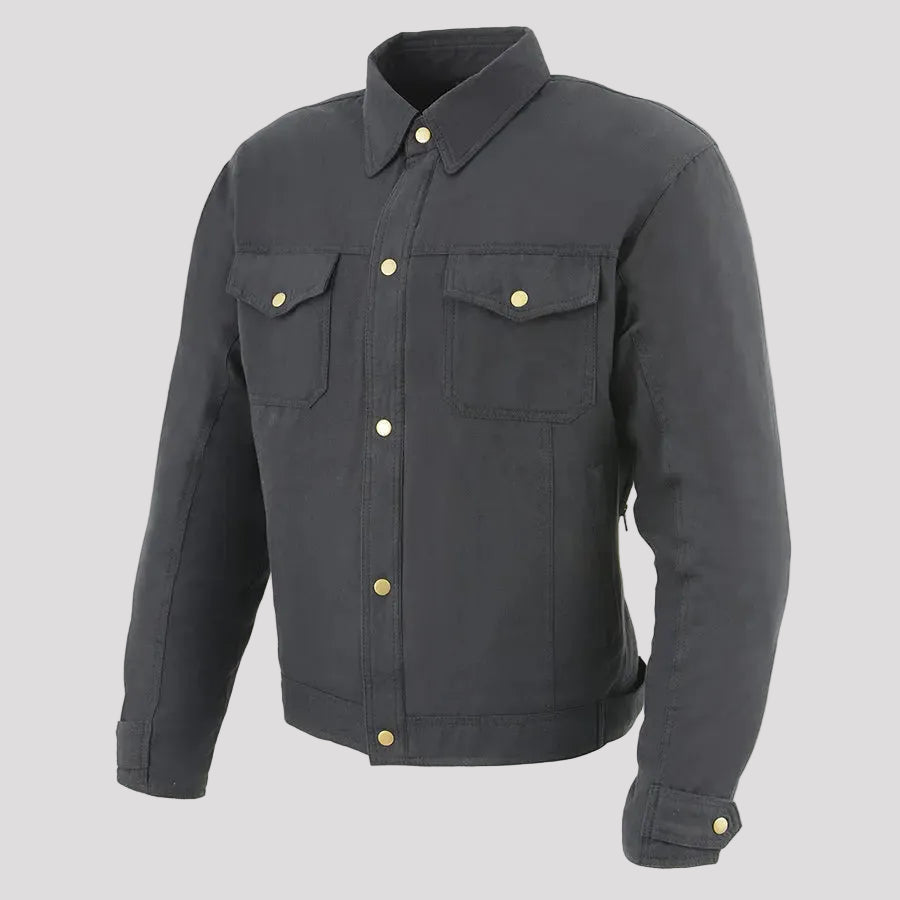Milwaukee Leather Men's Black Armored Biker Shirt w/ Reinforced Fibers 