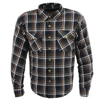 Milwaukee Leather Men's Brown Checkered Armored Flannel Biker Shirt w/ Reinforced Fibers EX-STOCK Canada 