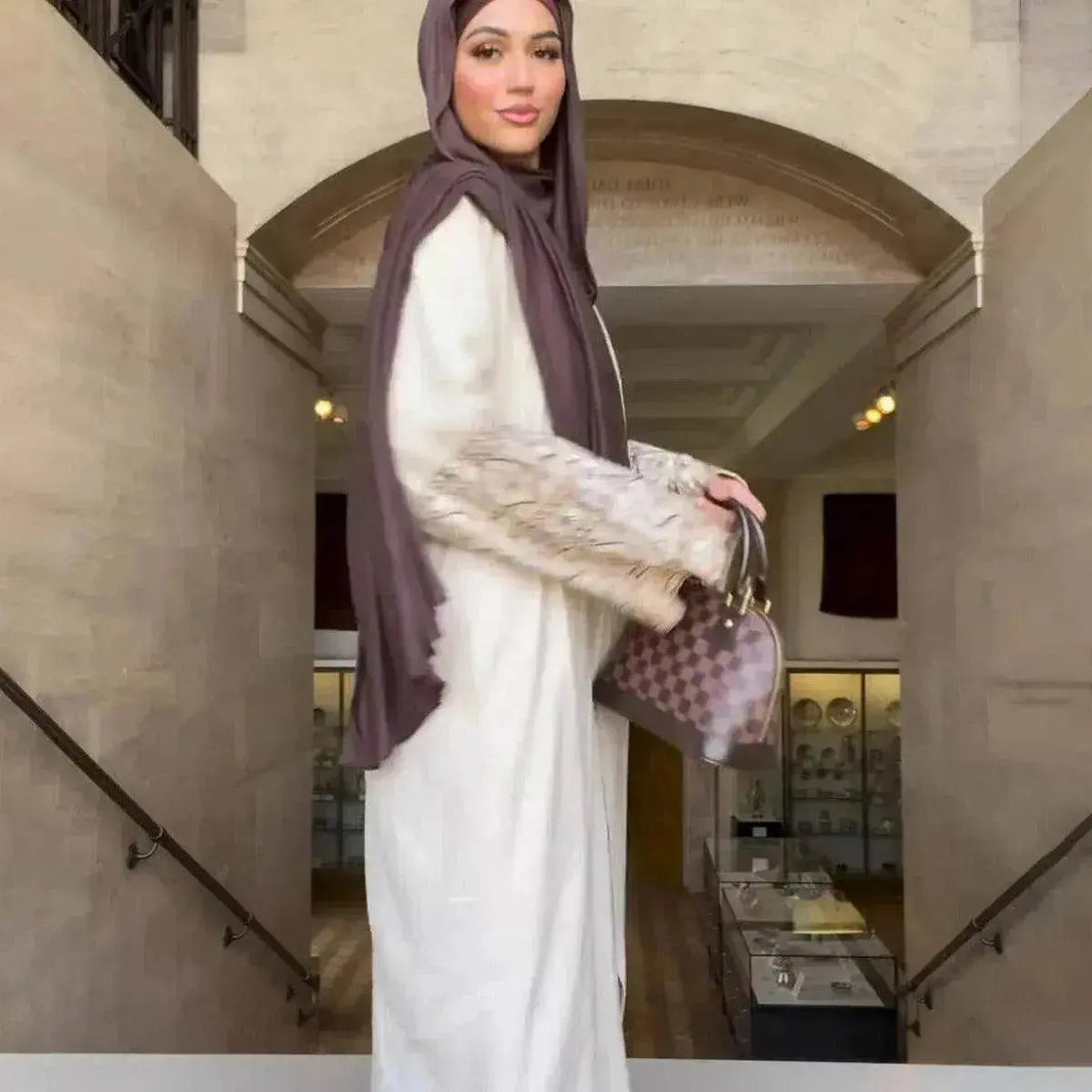 Retro-Inspired Boho Print Long Dress with Loose Puff Sleeves - EX-STOCK Canada