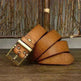Retro Washed Matte Top-grain Leather Brass Buckle Belt - EX-STOCK CANADA
