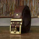 Retro Washed Matte Top-grain Leather Brass Buckle Belt - EX-STOCK CANADA