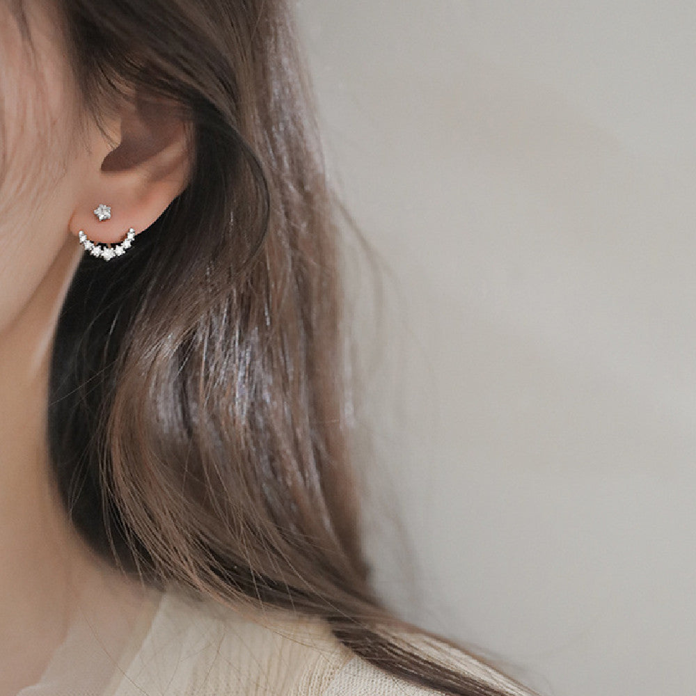 Rhinestone Arc Back-hanging Earrings EX-STOCK Canada 