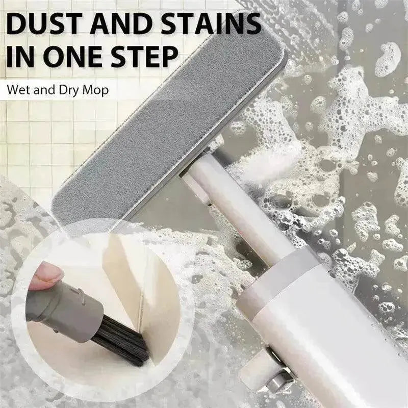 Rotatable Self-Squeeze Mini Mop With Crevice Brush Hand Wash-Free Flat Squeeze Mop With 2 Reusable Microfiber Pads, Microfiber Mop For Wet Dry Use Self Wringing Flat Mop For Floor Cleaning - EX-STOCK Canada