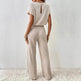 Round Neck Solid Color Fashion Knitted Top And Trousers Two-piece Set - EX-STOCK Canada
