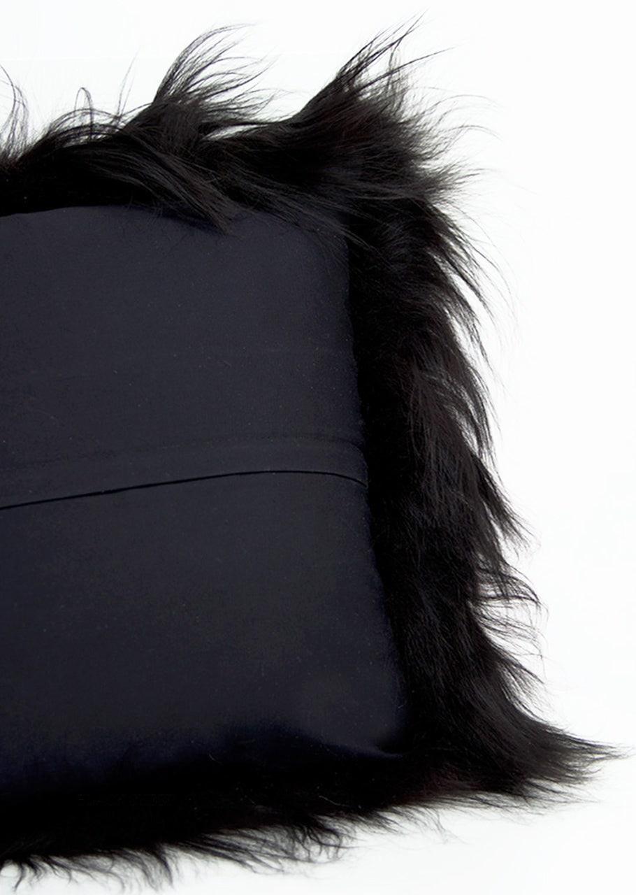 Fodera per cuscino quadrata in pelle di pecora islandese neraEX-STOCK Canada 