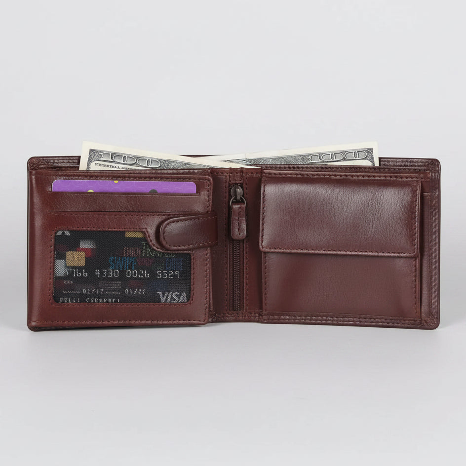MET Men’s Bi-Fold Flip Coin Wallet 