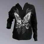 Women's Rhinestone Motorcycle Wing Hoodie EX-STOCK Canada 