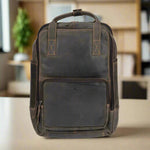 Greenwood Leather Backpack with Reinforced Laptop and Tablet Compartments 