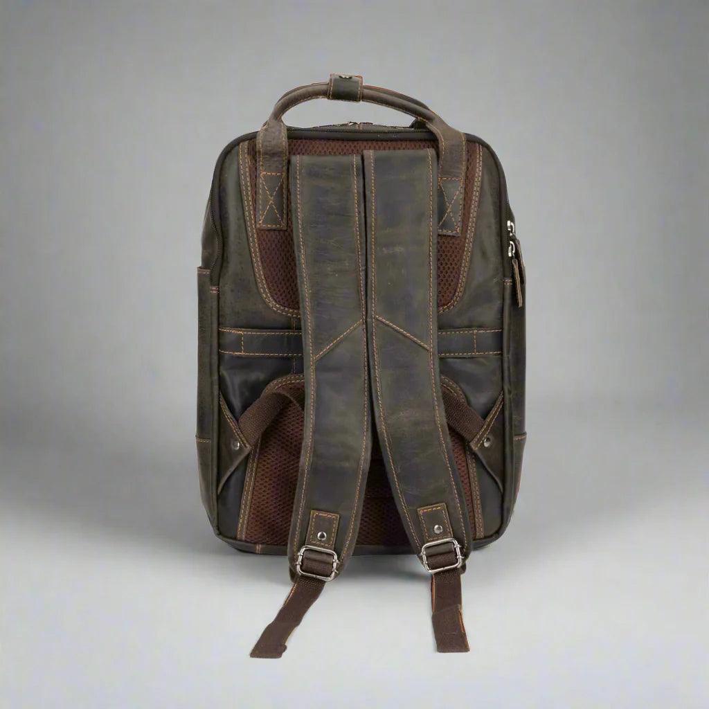 Greenwood Leather Backpack with Reinforced Laptop and Tablet Compartments 