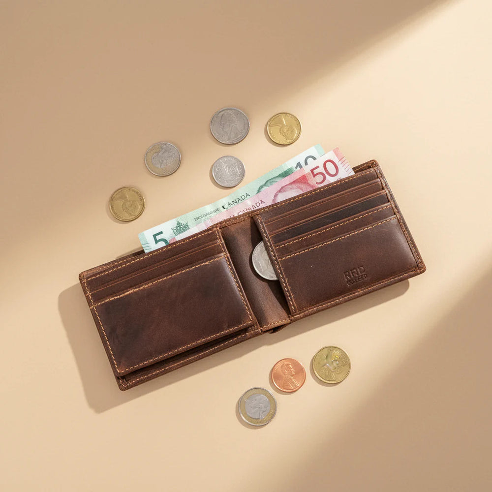 Greenwood Men's Leather Bifold Wallet. Premium RFID Protection Wallet with Flip Compartment EX-STOCK Canada 