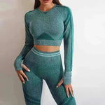 Seamless Yoga Pants Sports Gym Fitness Leggings Or Long Sleeve Tops Outfit - EX-STOCK CANADA