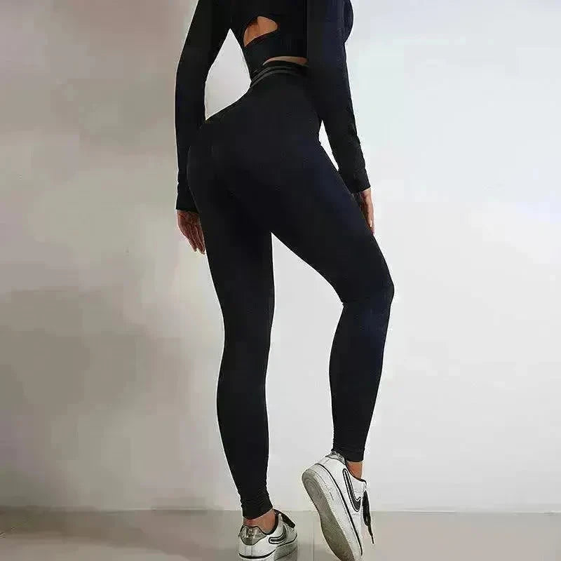 Seamless Yoga Pants Sports Gym Fitness Leggings Or Long Sleeve Tops Outfit - EX-STOCK CANADA