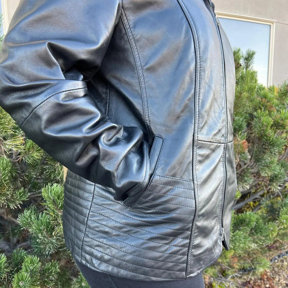 Sheep Leather Jacket with Removable Hood EX-STOCK Canada 