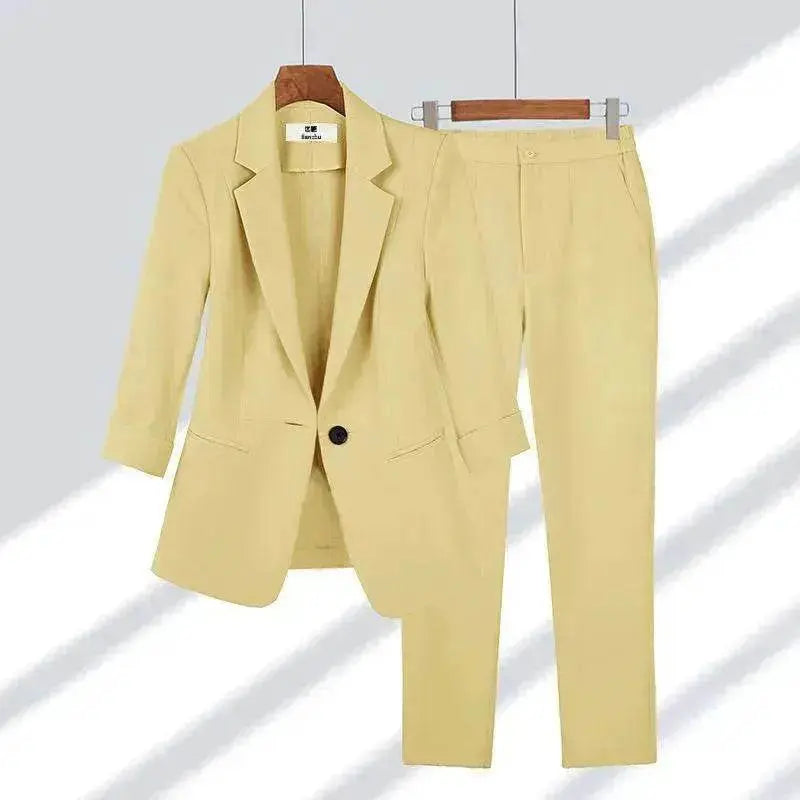 Simple Solid Color Suit Two-piece Set - EX-STOCK Canada