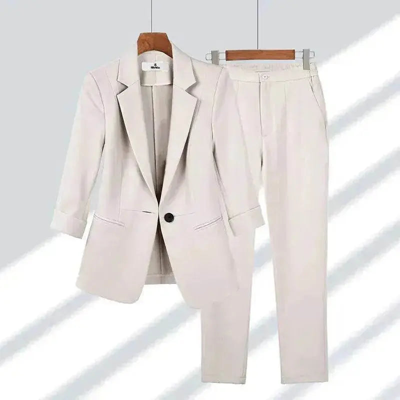 Simple Solid Color Suit Two-piece Set - EX-STOCK Canada