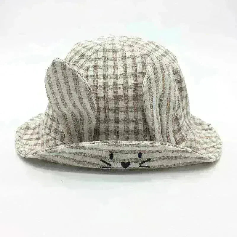 Small Fine Grid Love Rabbit Ears Basin Fisherman Baby Hat - EX-STOCK CANADA