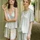 Small Green Flower Bud Sling Short Sleeve Suit Pajamas For Women - EX-STOCK Canada