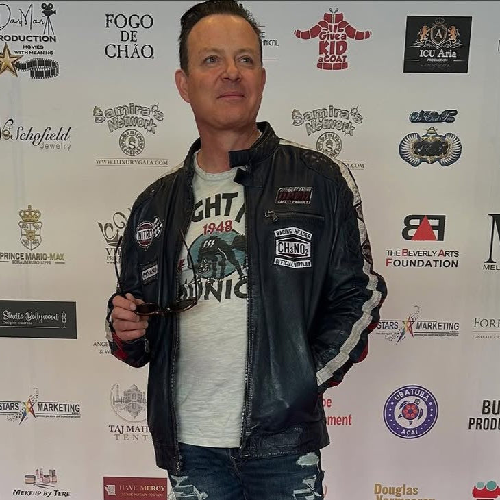 Giacca da uomo stile racing con toppe e dettagli a righeEX-STOCK Canada 