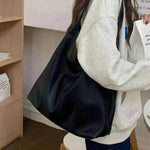 Soft leather women's shoulder bag: High-capacity, casual tote for shopping, in armpit style. - EX-STOCK Canada