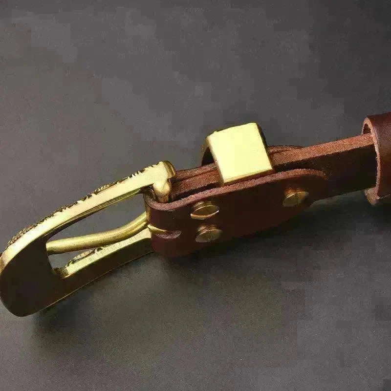 Solid Brass Belt Buckle Casual Pin Genuine Leather - EX-STOCK CANADA