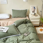 Solid Color Four Piece Lace Edge Duvet Cover EX-STOCK Canada 