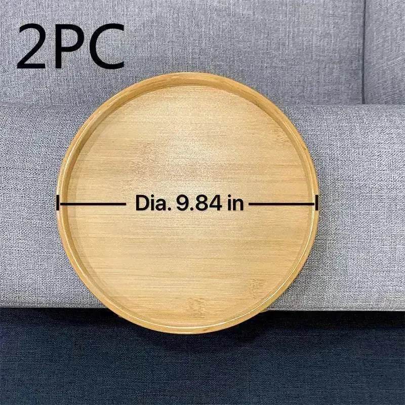 Solid Wood Round Storage Bamboo With Legs Sofa Arm Foldable Tray Table - EX-STOCK Canada
