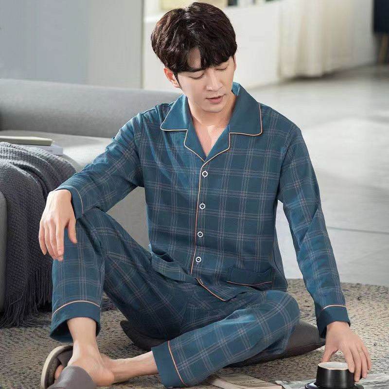 Spring And Autumn Loose Men's Pajamas Suit  EX-STOCK CANADA