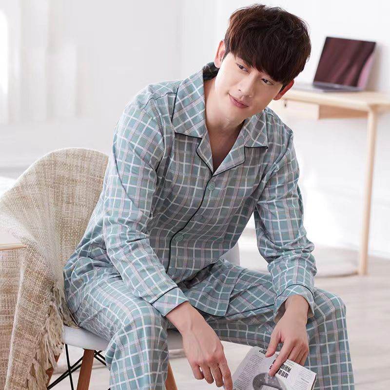 Spring And Autumn Loose Men's Pajamas Suit  EX-STOCK CANADA